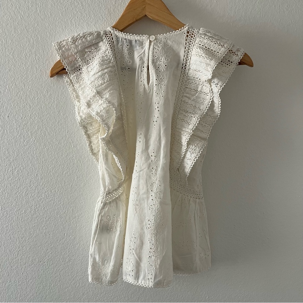 Sea New York Lea Flutter Sleeve Eyelet Lace Guipure Top - Picture 7 of 11